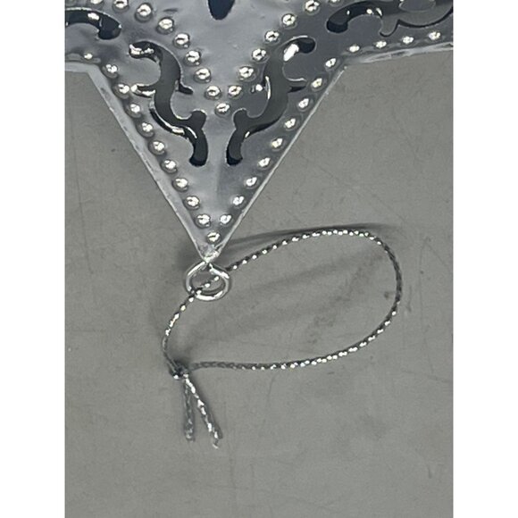 Christmas star ornament bell silver bell floral 3d embossed 4x5" string READ - Picture 3 of 5